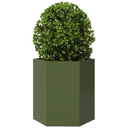Jardinera Hexagonal De Acero Verde 46x40x45 Cm_2