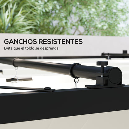 Outsunny Pérgola De Jardín 3x3 M Con Techo Retráctil Y Accesorio Magnético Crema_5