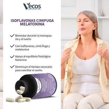 Isoflavonas + Cimicífuga + Melatonina Vecos 60 Cápsulas | Menopausia, Descanso Y Equilibrio Hormonal_3