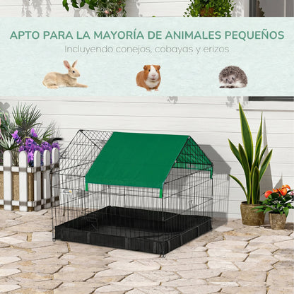 Pawhut Jaula Para Animales Pequeños Con 2 Puertas 90x75x75 Cm Negro Y Verde_5