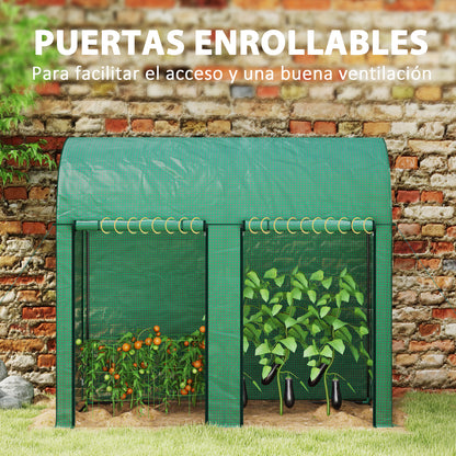 Outsunny Invernadero De Exterior Con 2 Puertas Enrollables 200x100x178 Cm Verde_5