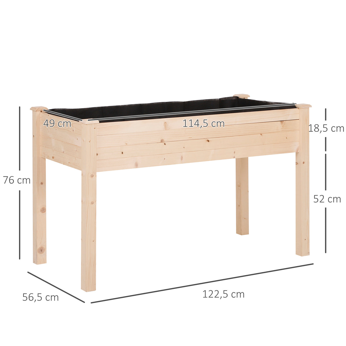 Huerto Urbano Elevado De Madera Outsunny 122,5x56,5x76 Cm Natural_2