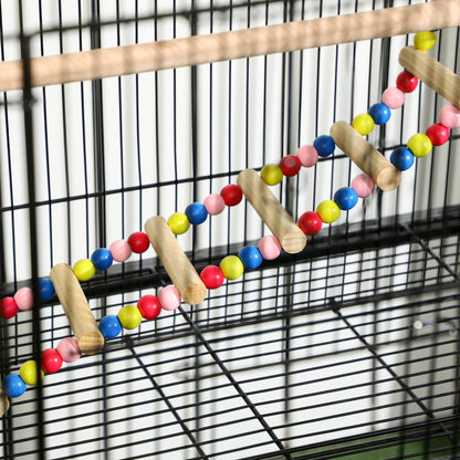Pawhut Jaula Para Pájaros Con Ruedas 79x49x133 Cm Pajarera Metálico Negro_4