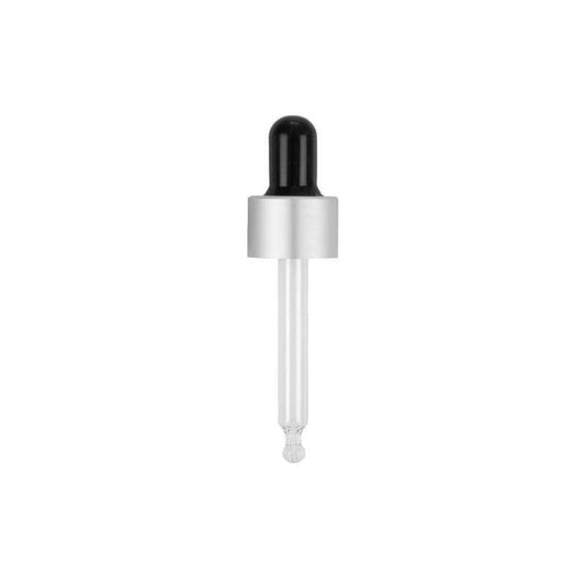 Pipeta cuentagotas Negra - Plata con rosca 18 mm para botella de vidrio, Camassia  50 ml