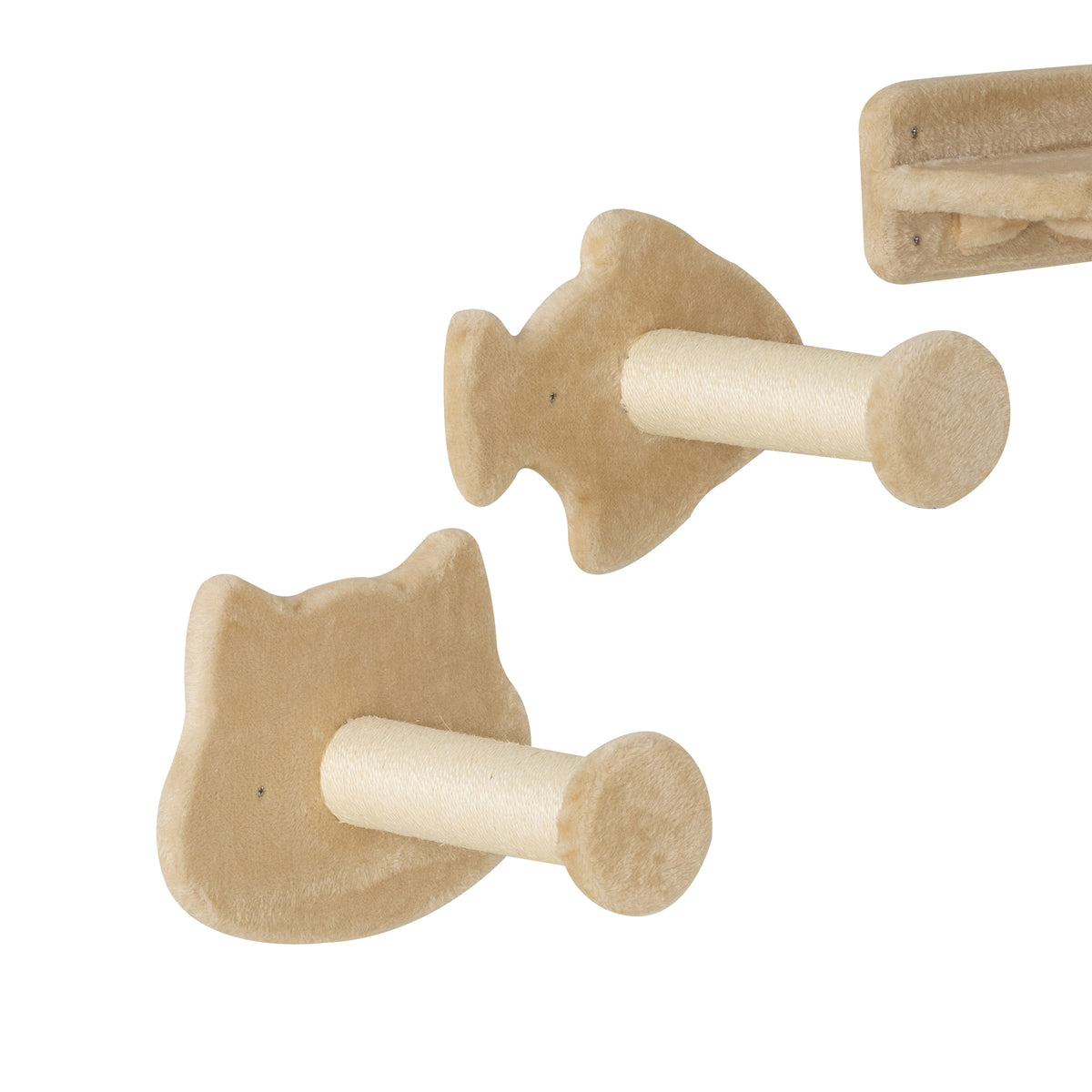 Pawhut Juego De Estanterías Para Gatos De 4 Piezas De Pared Beige_3