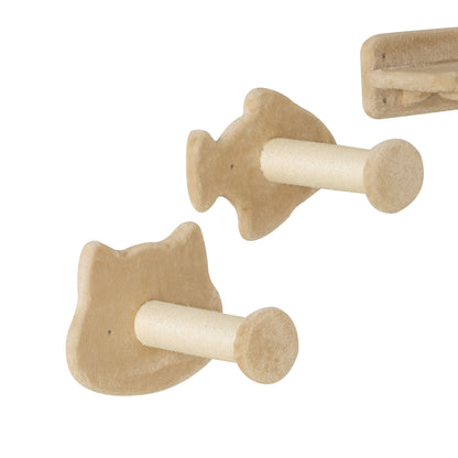 Pawhut Juego De Estanterías Para Gatos De 4 Piezas De Pared Beige_3