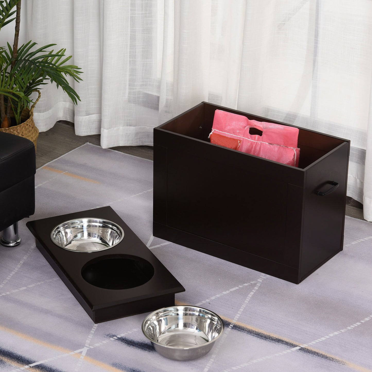 Pawhut Comedero Elevado Para Perros Con 2 Cuencos De Acero Inoxidable Marrón_1