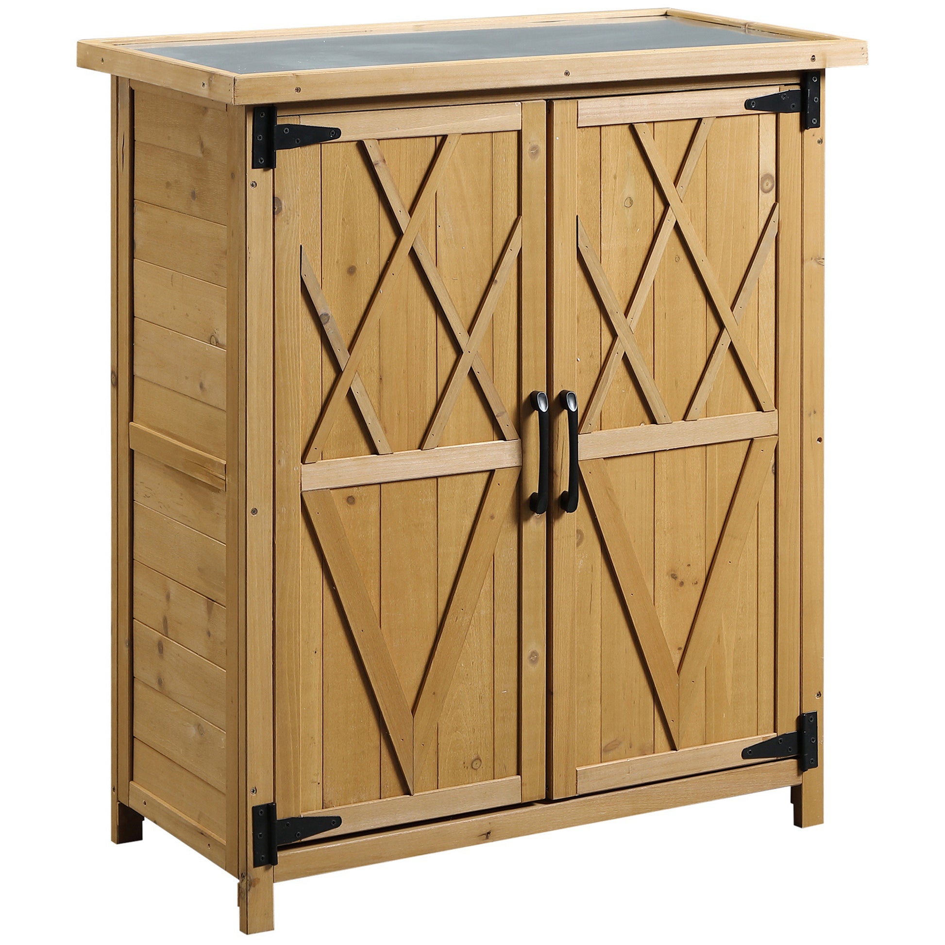 Outsunny Armario De Madera Jardín Almacenaje De Herramientas 75x40x90 Cm Natural_0