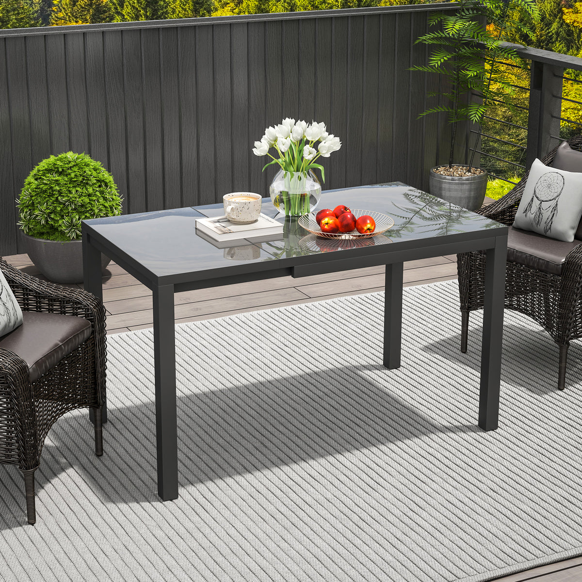 Outsunny Mesa De Jardín Extensible 85-125 Cm Con Borde De Aluminio Gris Oscuro_1