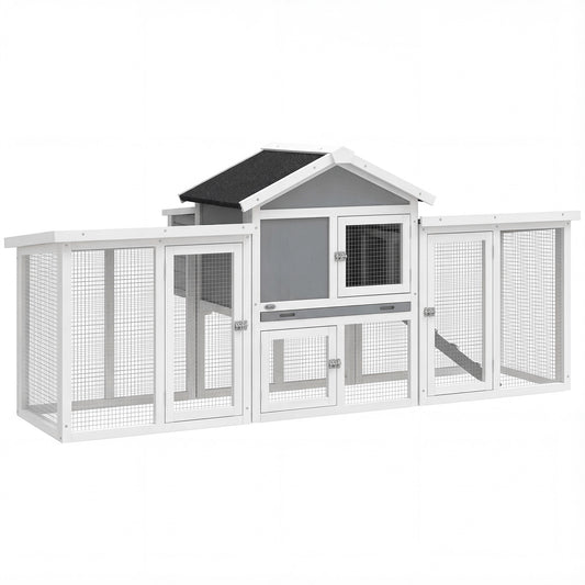 Gallinero Pawhut Madera De Abeto Gris 204x85x93 Cm_0