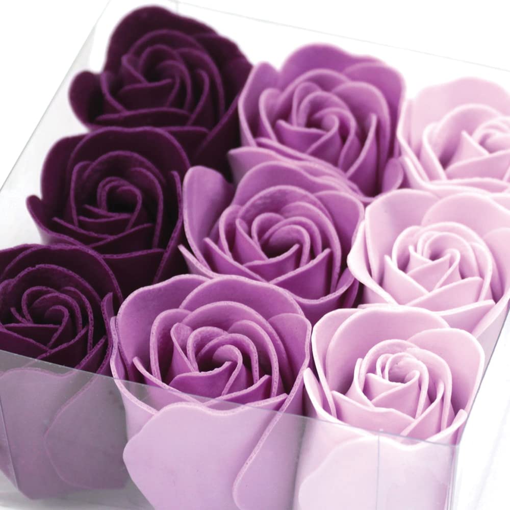Caja 9 Rosas De Jabón (lila) - Flores Con Pétalos De Jabón Perfumados - Regalo Original Para Días Especiales_1