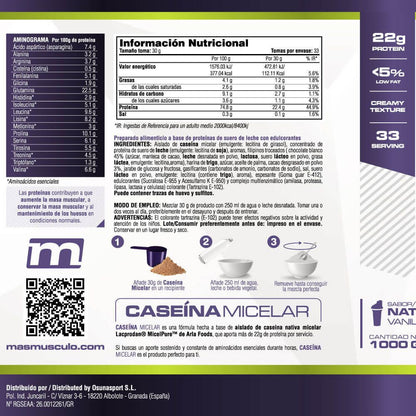 Caseína Micelar Nativa Micelpure™ - 1kg - Natillas De Vainilla - Ayuda A Mantener La Masa Muscula - Masmusculo_4