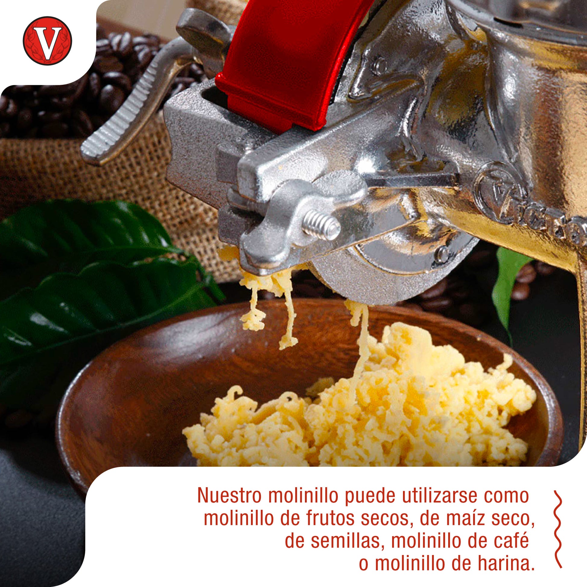Victoria Molino Cereales Manual Hierro Fundido Para Moler Café, Maíz, Semillas, Grosor Ajustable, 30025, Cromado_4