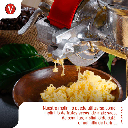 Victoria Molino Cereales Manual Hierro Fundido Para Moler Café, Maíz, Semillas, Grosor Ajustable, 30025, Cromado_4