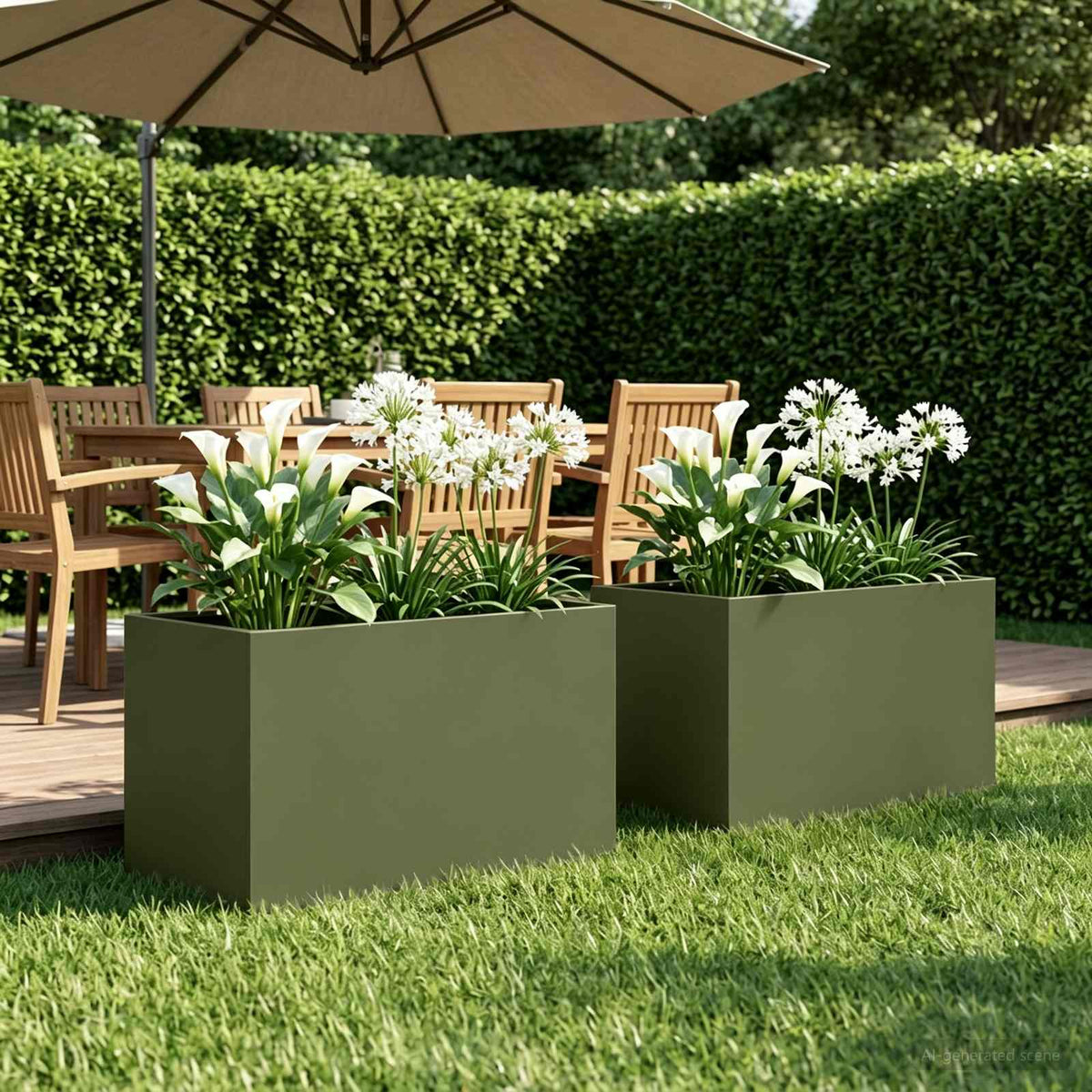 Macetero De Jardín 2 Uds. Verde Oliva 50 X 40 X 40 Cm_1