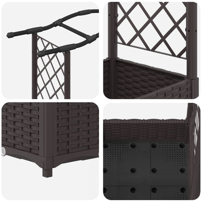 Cama Elevada Con Trellis Y Techo Marrón 124 X 40 X 123 Cm Pp_5