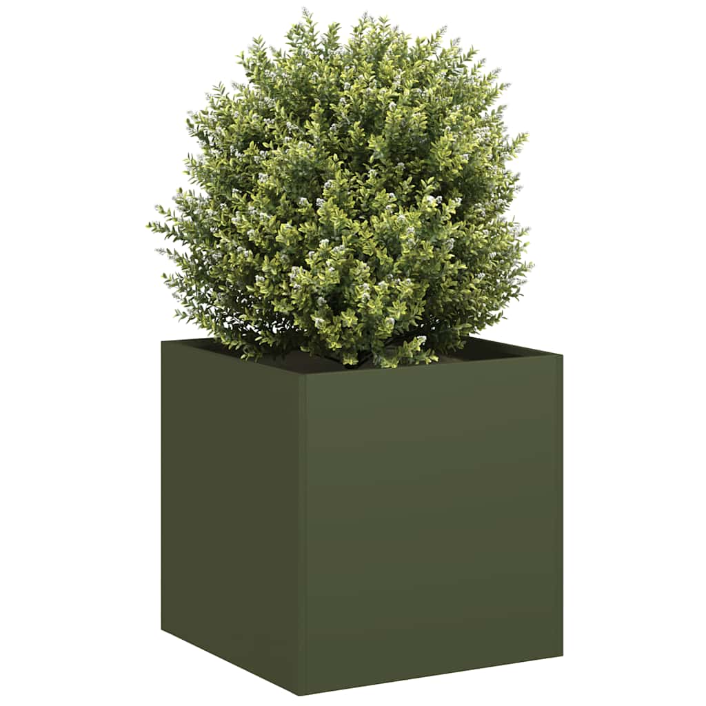 Jardinera De Acero Laminado En Frío Verde Oliva 40x40x40 Cm_1