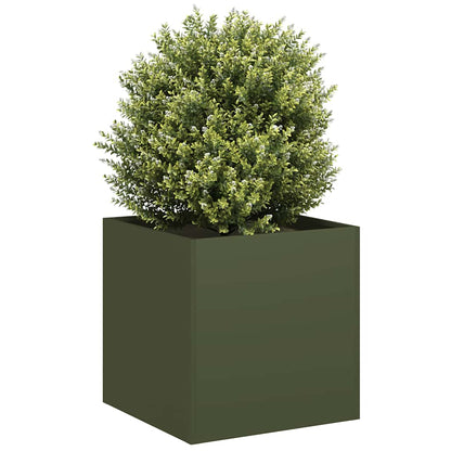 Jardinera De Acero Laminado En Frío Verde Oliva 40x40x40 Cm_1