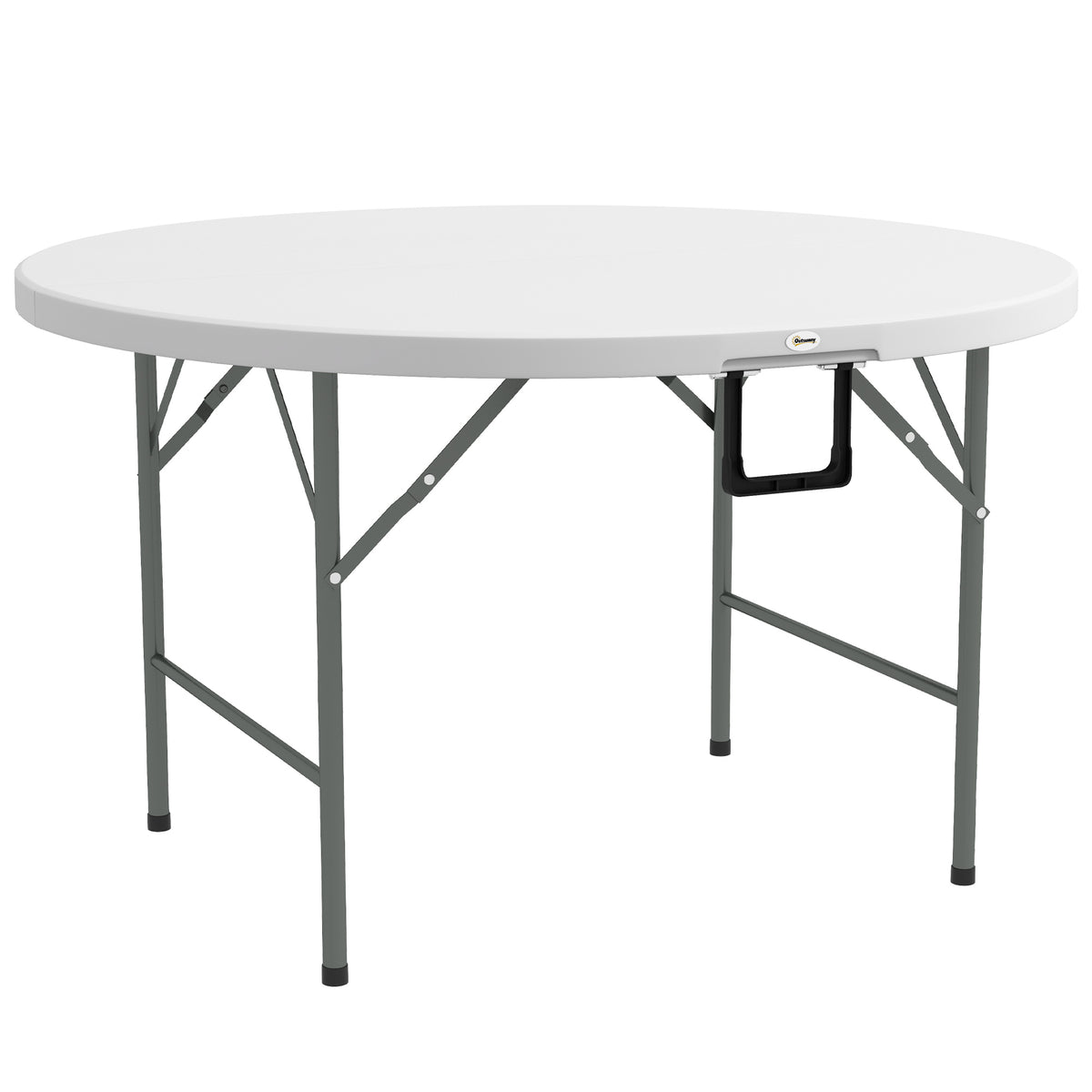 Mesa De Jardín Outsunny Acero, Hdpe Blanco 122x122x73 Cm_0