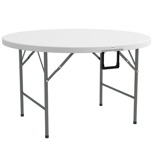 Mesa De Jardín Outsunny Acero, Hdpe Blanco 122x122x73 Cm_0