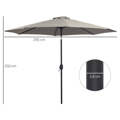 Outsunny Sombrilla De Jardín Ø295x250 Cm Con Manivela E Inclinación Gris Claro_2