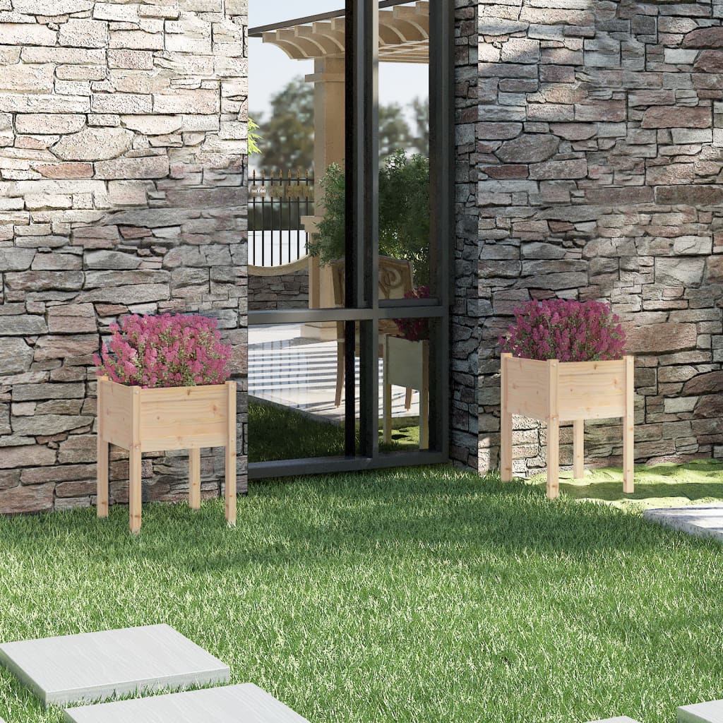 Jardineras 2 Uds Madera Maciza De Pino 50x50x70 Cm_1