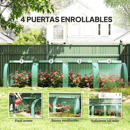 Outsunny Invernadero Con 4 Ventanas Estructura De Acero Y Pe 400x100x80 Cm Verde_5