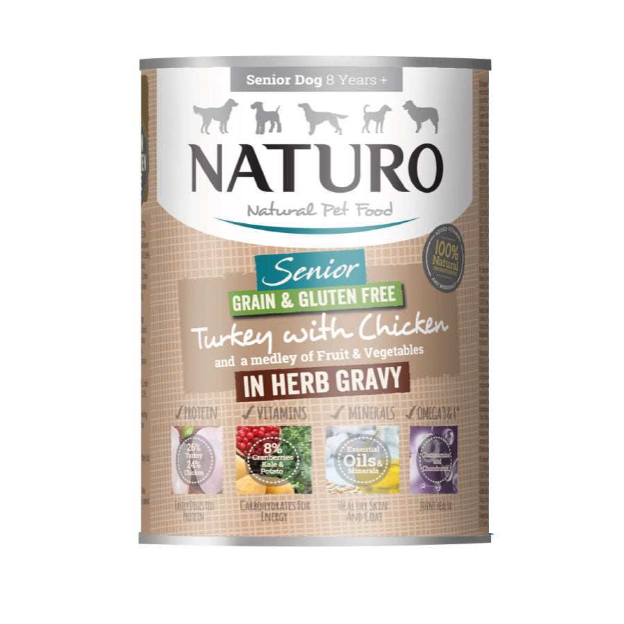 Naturo Comida Humeda Perro Senior De Pavo Y Pollo Con Gelatina 390gr 12 Latas_0