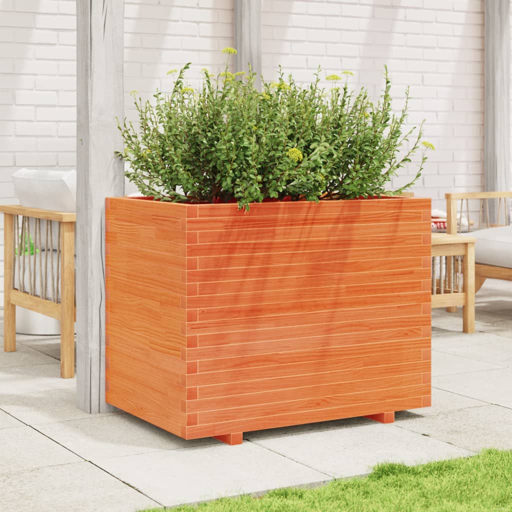 Jardinera Madera Maciza De Pino Marrón Cera 90x60x72 Cm_2