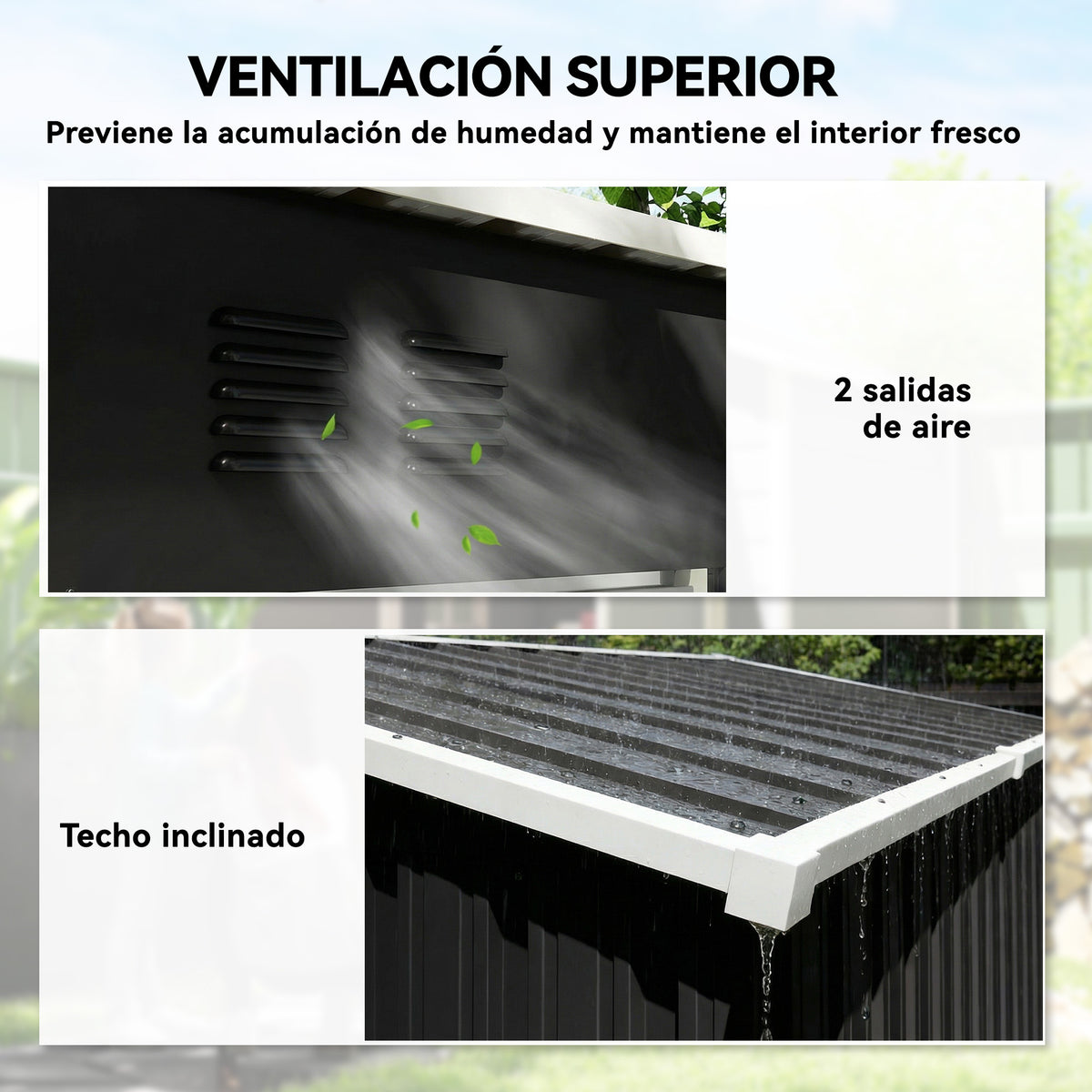 Outsunny Caseta De Jardín Exterior 1,37 M² Con Puerta Con Pestillo Y Ventilación_5