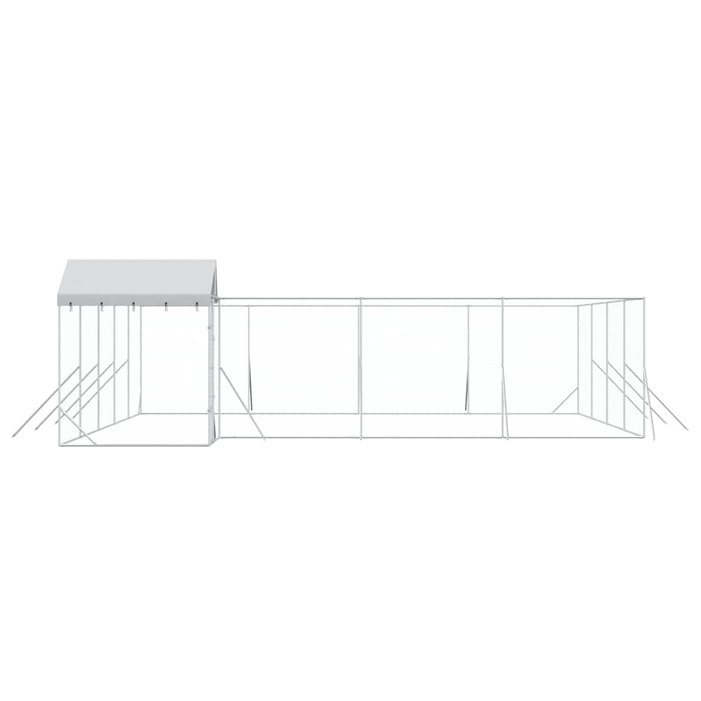 Perrera De Exterior Con Techo Acero Galvanizado Plata 10x8x2,5m_5