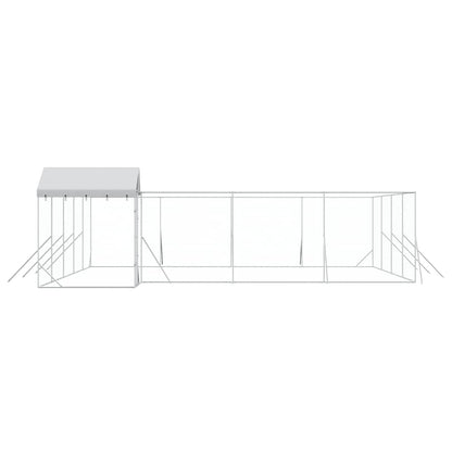 Perrera De Exterior Con Techo Acero Galvanizado Plata 10x8x2,5m_5