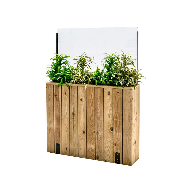 Jardinera Alta De Madera Con Anclaje Al Suelo Y Cortavientos 60 Cm 100 X 24 X 80 Cm Hortalia_0