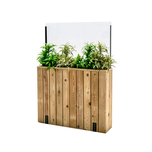 Jardinera Alta De Madera Con Anclaje Al Suelo Y Cortavientos 60 Cm 100 X 24 X 80 Cm Hortalia_0