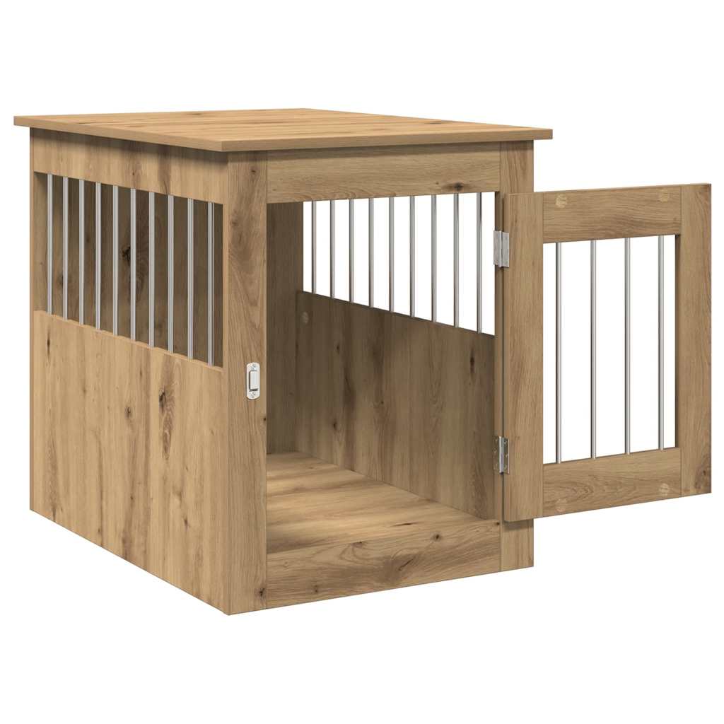Jaula Para Perros Madera Ingeniería Roble Artesanal 55x75x65 Cm_3