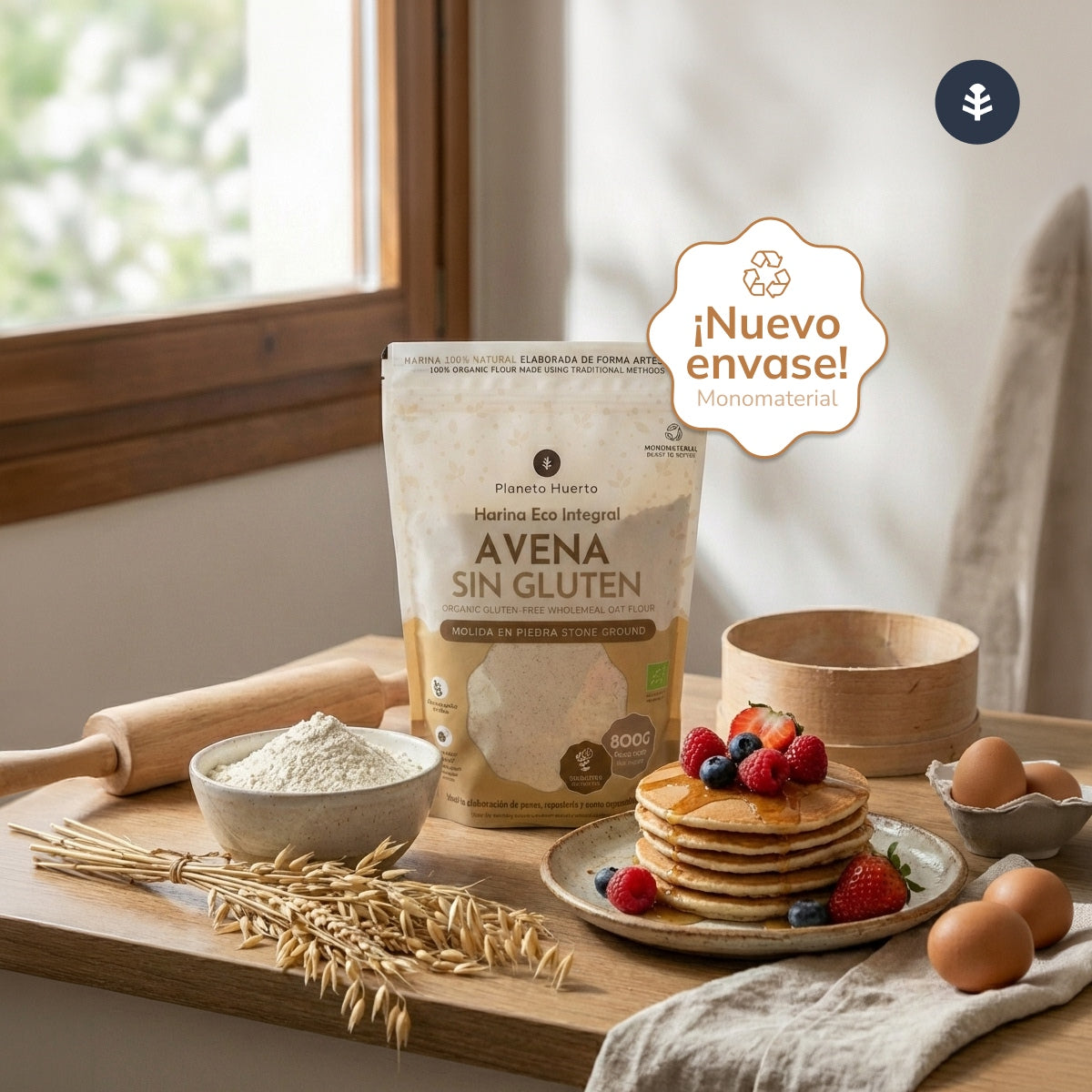 Harina Integral de Avena Sin Gluten Eco Planeta Huerto 800 g