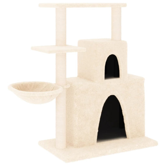 Rascador Para Gatos Con Postes De Sisal Color Crema 83 Cm_0