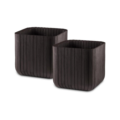 Keter Set 2x Macetero Polyal Wood Planter - 40x40x40 Cm Y 50l - Marrón_0