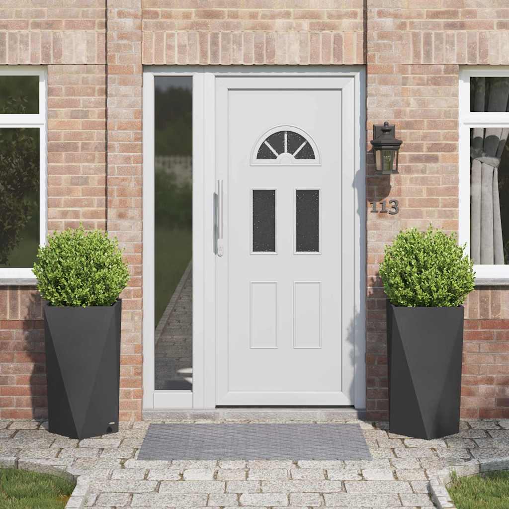 Jardinera 2 Pcs Negro 40 X 40 X 75 Cm Acero_1
