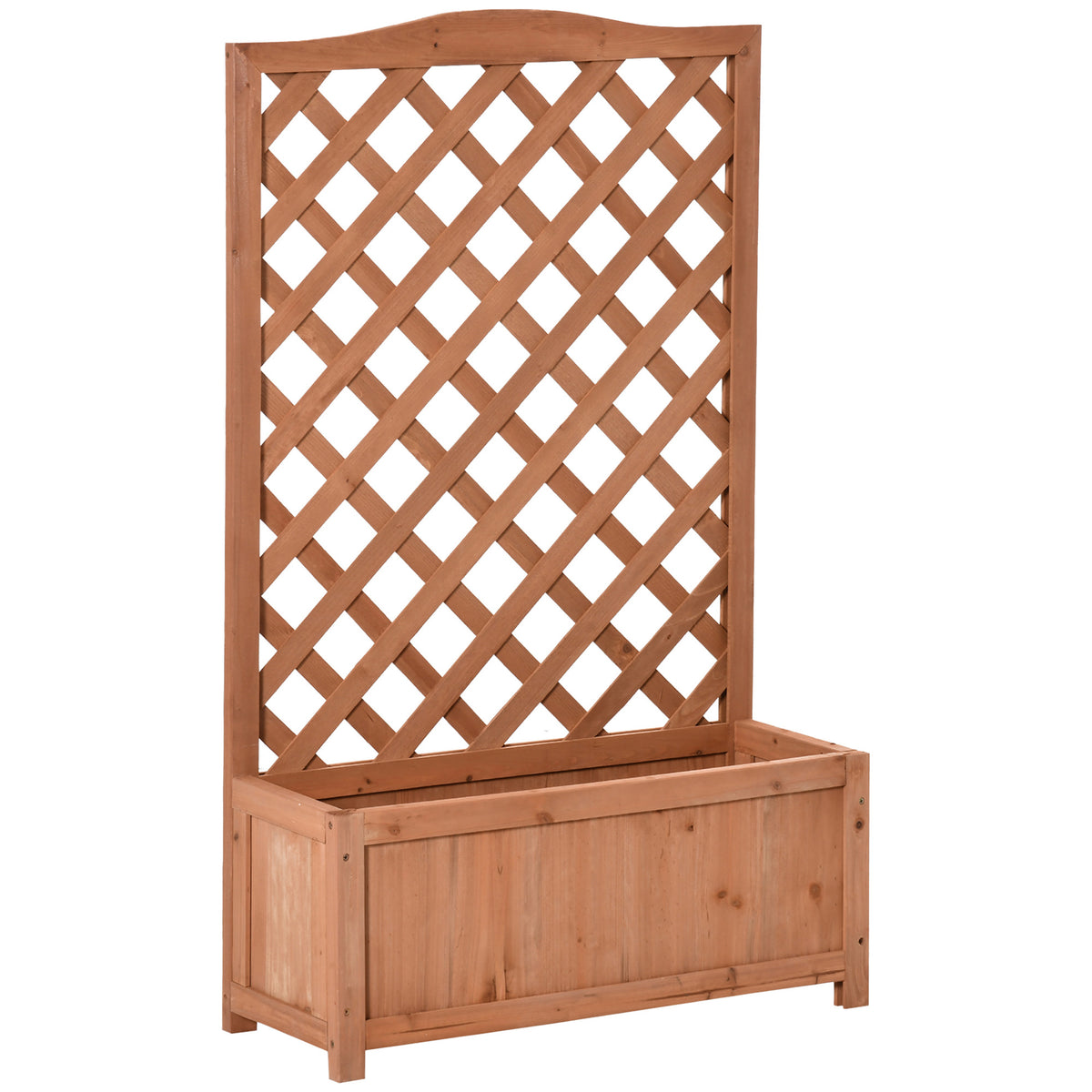 Outsunny Jardinera Con Enrejado Madera Arriate Para Trepadora 70x28x117cm Marrón_0