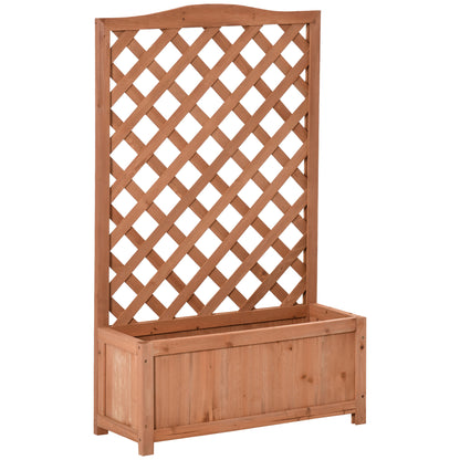 Outsunny Jardinera Con Enrejado Madera Arriate Para Trepadora 70x28x117cm Marrón_0