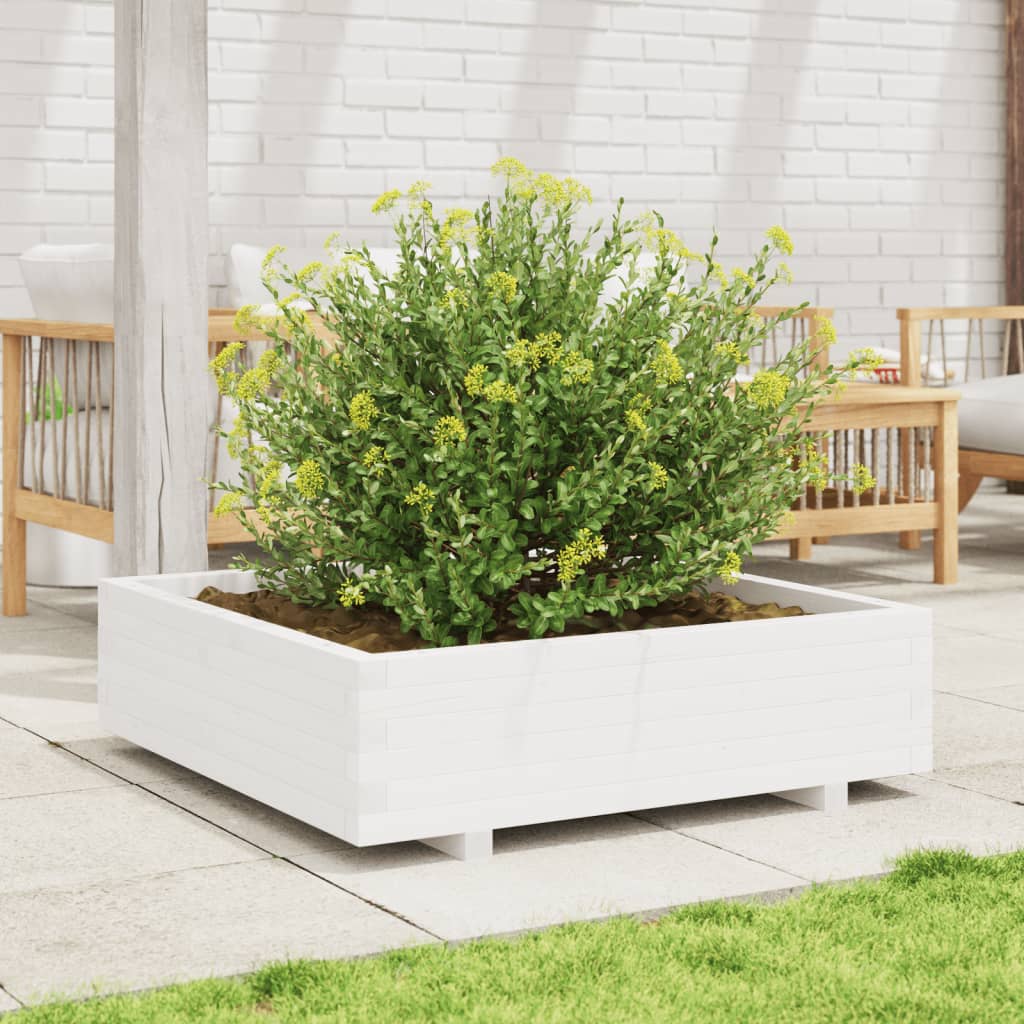 Jardinera De Madera Maciza De Pino Blanco 90x90x26,5 Cm_2