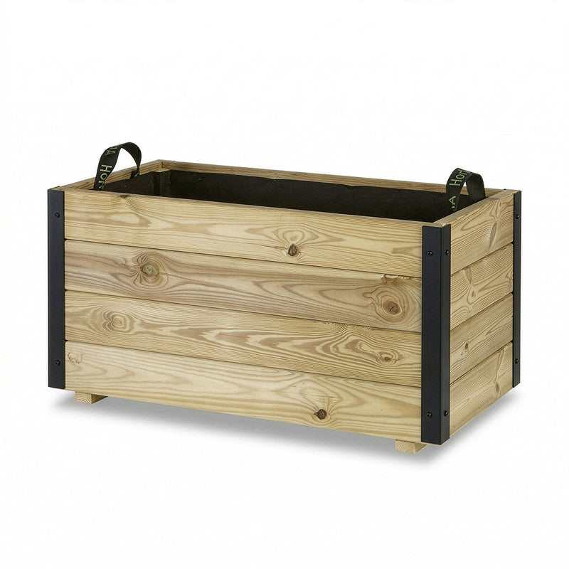 Jardinera Exterior De Madera Con Refuerzo De Aluminio Ghio Al Hortalia 80x40x40 Cm_3