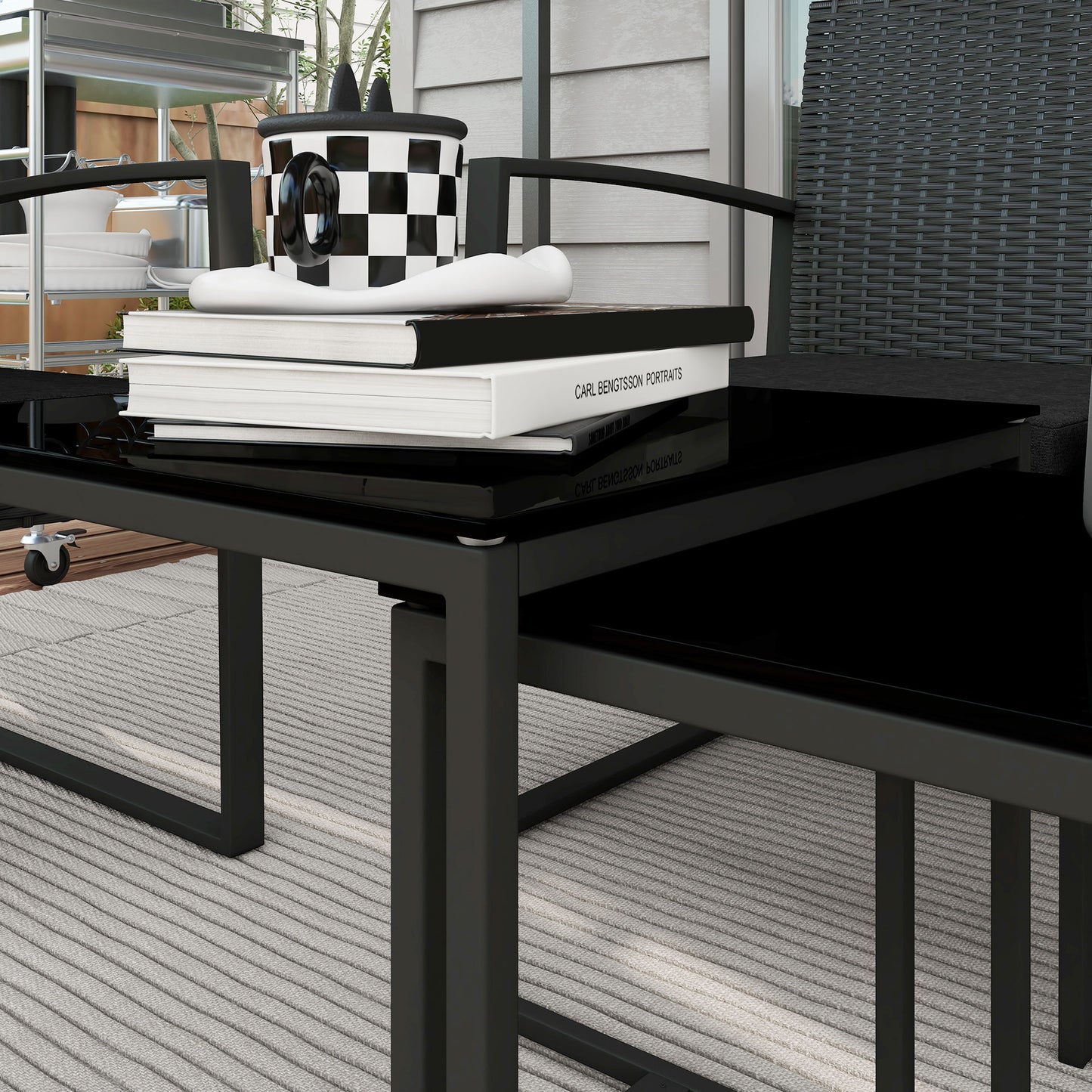 Outsunny Conjunto De Muebles De Jardín De Ratán Sintético De 5 Piezas Negro_3