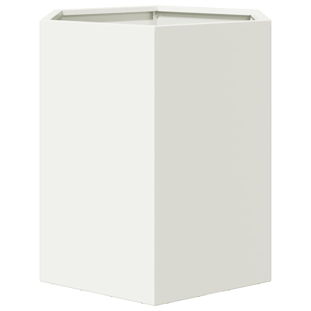 Jardinera Hexagonal Acero Blanco 46x40x45 Cm_4