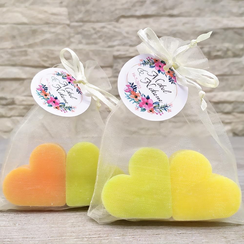 25 Jabones Aromáticos Con Forma De Corazón - Detalle Para Invitados De Eventos - Jabón Glicerina Con Aroma A Pomelo_4
