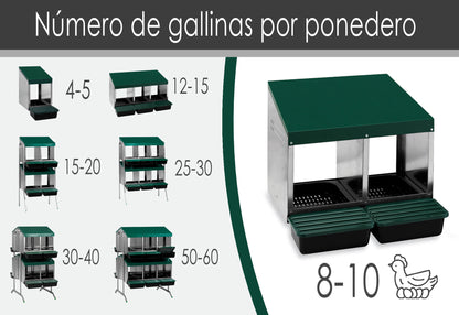 Ponedero Eco 2 Huecos Con Escamoteador | Recoge Huevos Más Limpios | Nido Para 8-10 Gallinas_1