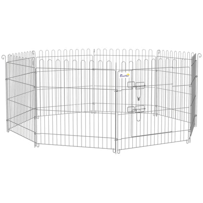Pawhut Parque Para Perros De 8 Piezas 63x60 Cm Con 1 Puerta Plata_0