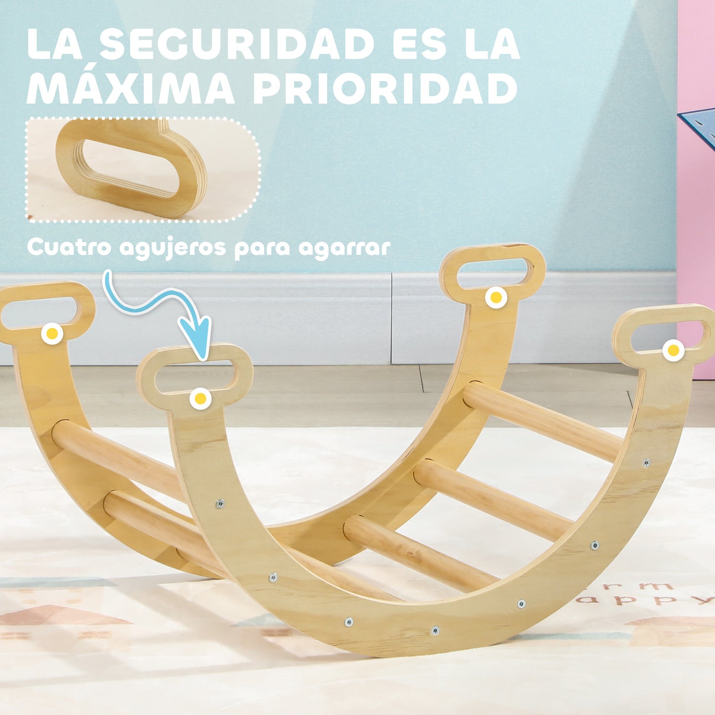 Aiyaplay Escalada Para Niños 2 En 1 Para Niños De 18-48 Meses 68x42x36cm Natural_5