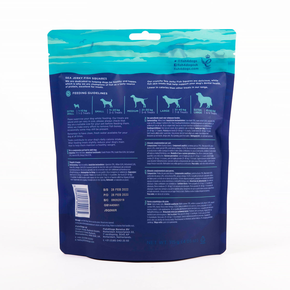 Fish4dogs Snack Dental Natural – Sea Jerky Fish Squares 4x575g_4